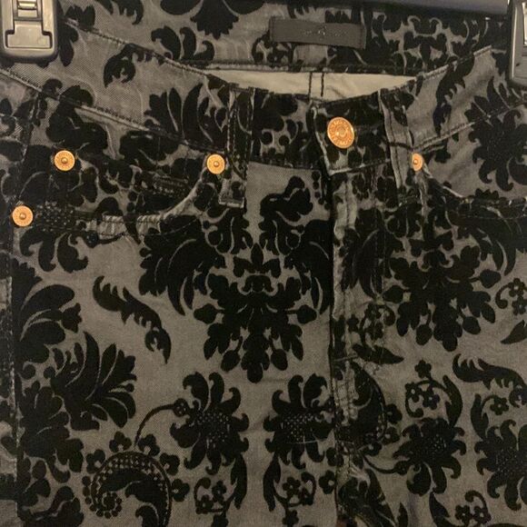 7 for all mankind EUC gray with black velour detail skinny jeans Size 24 - Picture 2 of 7